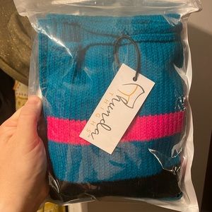 Never Worn Thunda Thighs Teal Pink Black Plus Thigh Highs